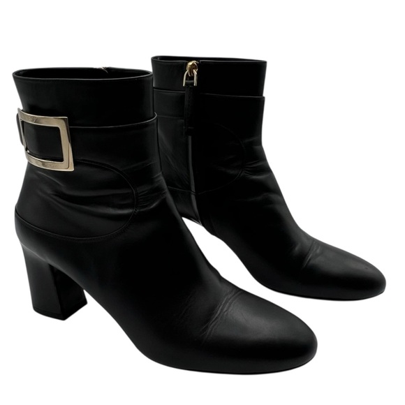 ROGER VIVIER Trompette Buckled Leather Ankle Boots size 39.5 - Picture 2 of 8